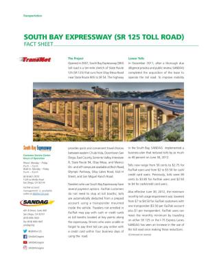 South Bay Expressway (Sr 125 Toll Road) Fact Sheet