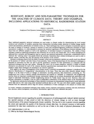 Resistant, Robust and Non-Parametric Techniques for the Analysis of Climate Data: Theory and Examples, Including Applications to Historical Radiosonde Station Data