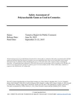 Safety Assessment of Polysaccharide Gums As Used in Cosmetics