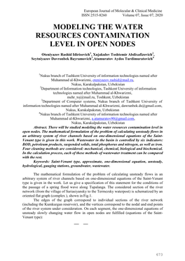 Modeling the Water Resources Contamination Level in Open Nodes