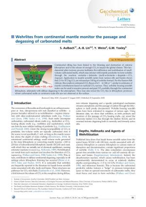 Wehrlites from Continental Mantle Monitor the Passage and Degassing of Carbonated Melts
