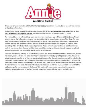 CHS Annie Audition Packet.Pdf