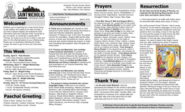 Announcements Prayers Thank You Resurrection Paschal Greeting