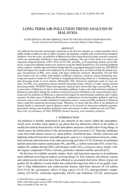 Long-Term Air Pollution Trend Analysis in Malaysia