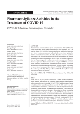 Pharmacovigilance Activities in the Treatment of COVID-19