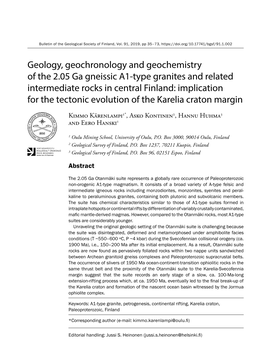 Geology, Geochronology and Geochemistry of the 2.05 Ga