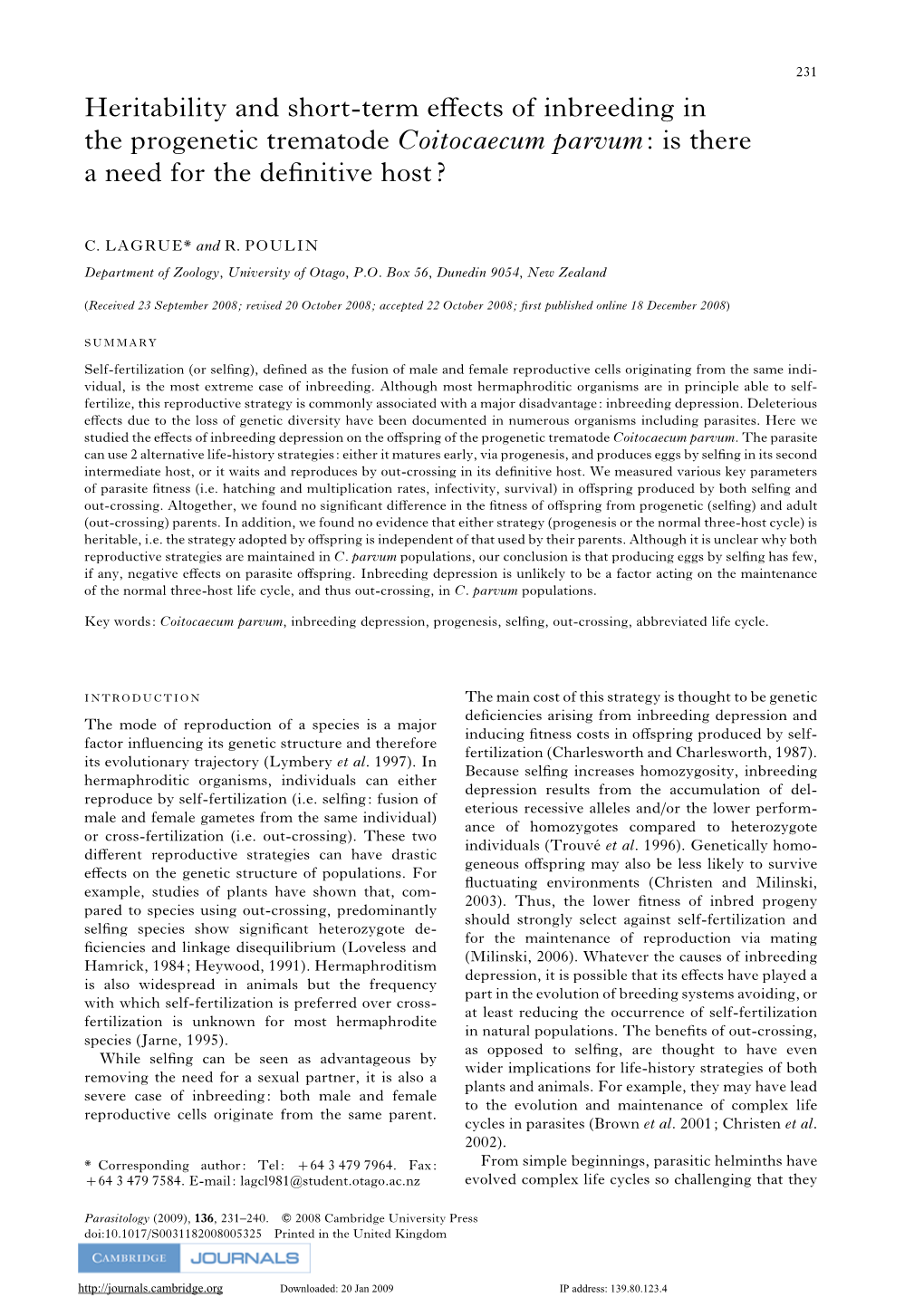 Heritability and Short-Term Effects of Inbreeding In