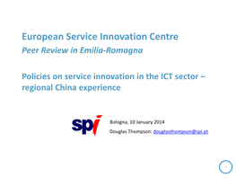 European Service Innovation Centre Peer Review in Emilia-Romagna