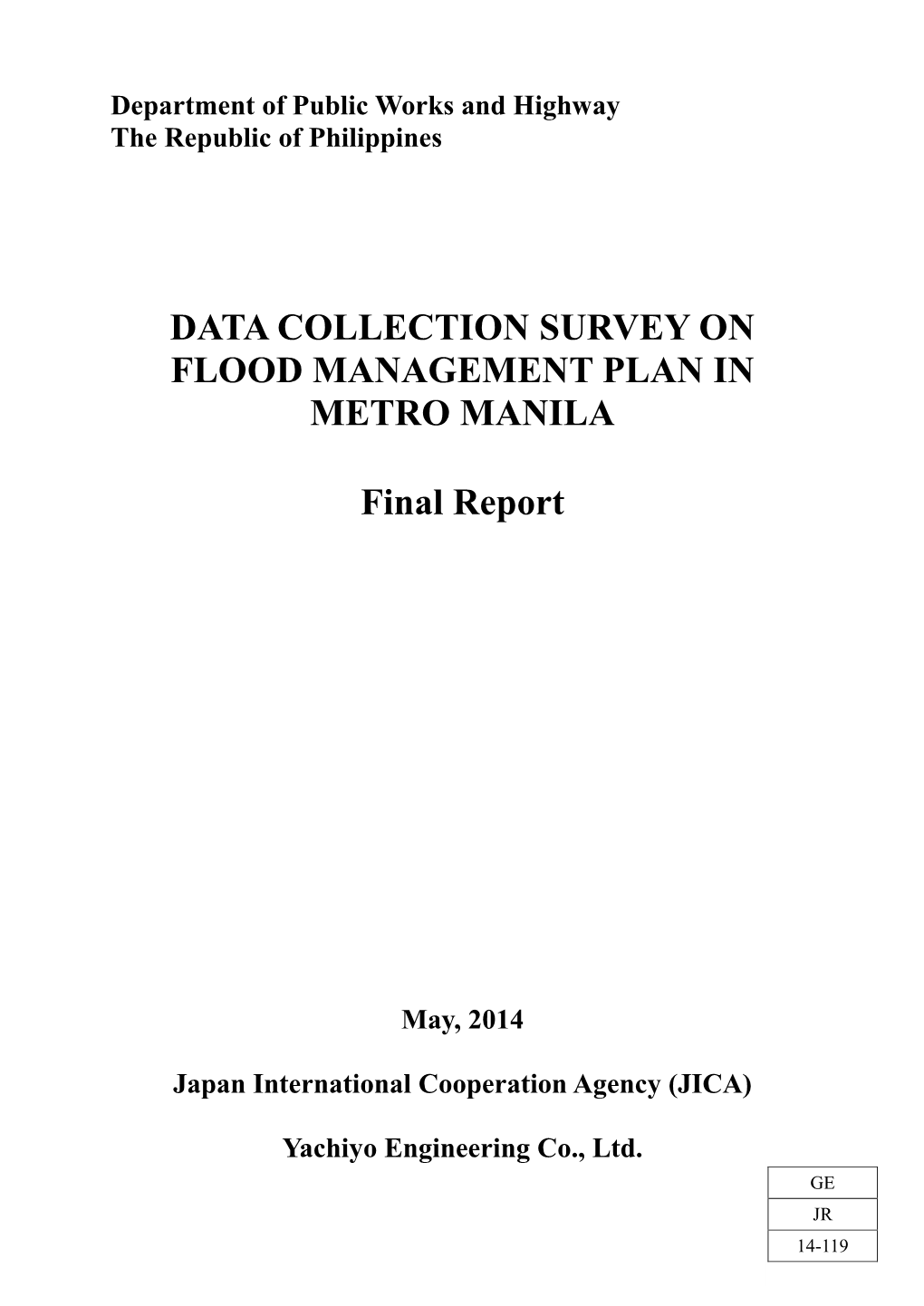 Data Collection Survey on Flood Management Plan in Metro Manila