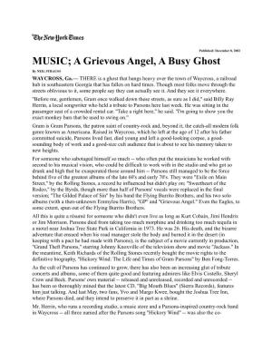 MUSIC; a Grievous Angel, a Busy Ghost