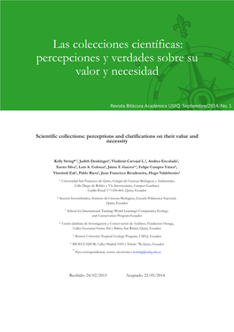 Las Colecciones Científicas: Percepciones Y Verdades Sobre Su Valor Y Necesidad