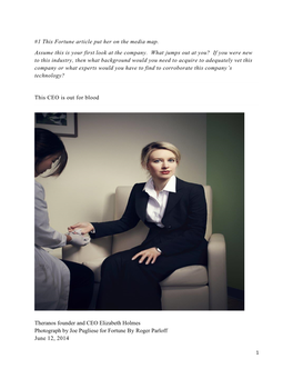 Fortune She Is out for Blood Theranos First Read