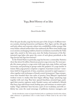 Yoga, Brief History of an Idea