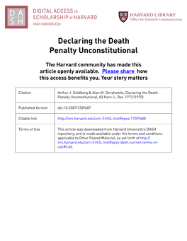 Declaring the Death Penalty Unconstitutional