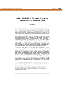 A Wobbly Bridge: Strategic Interests and Objectives in Force 2030