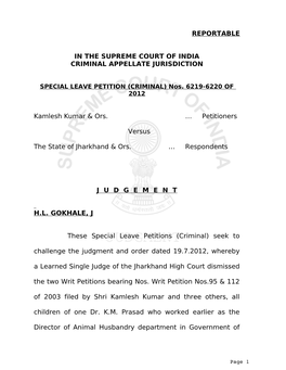 Reportable in the Supreme Court of India Criminal Appellate Jurisdiction Special Leave Petition (Criminal) Nos