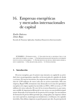16. Empresas Energéticas De Capital Y Mercados Internacionales