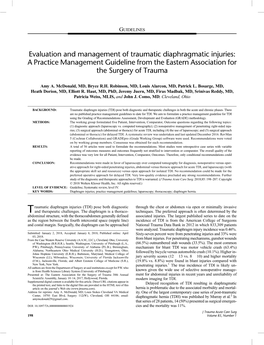 Evaluation and Management of Traumatic Diaphragmatic Injuries: a Practice Management Guideline from the Eastern Association for the Surgery of Trauma