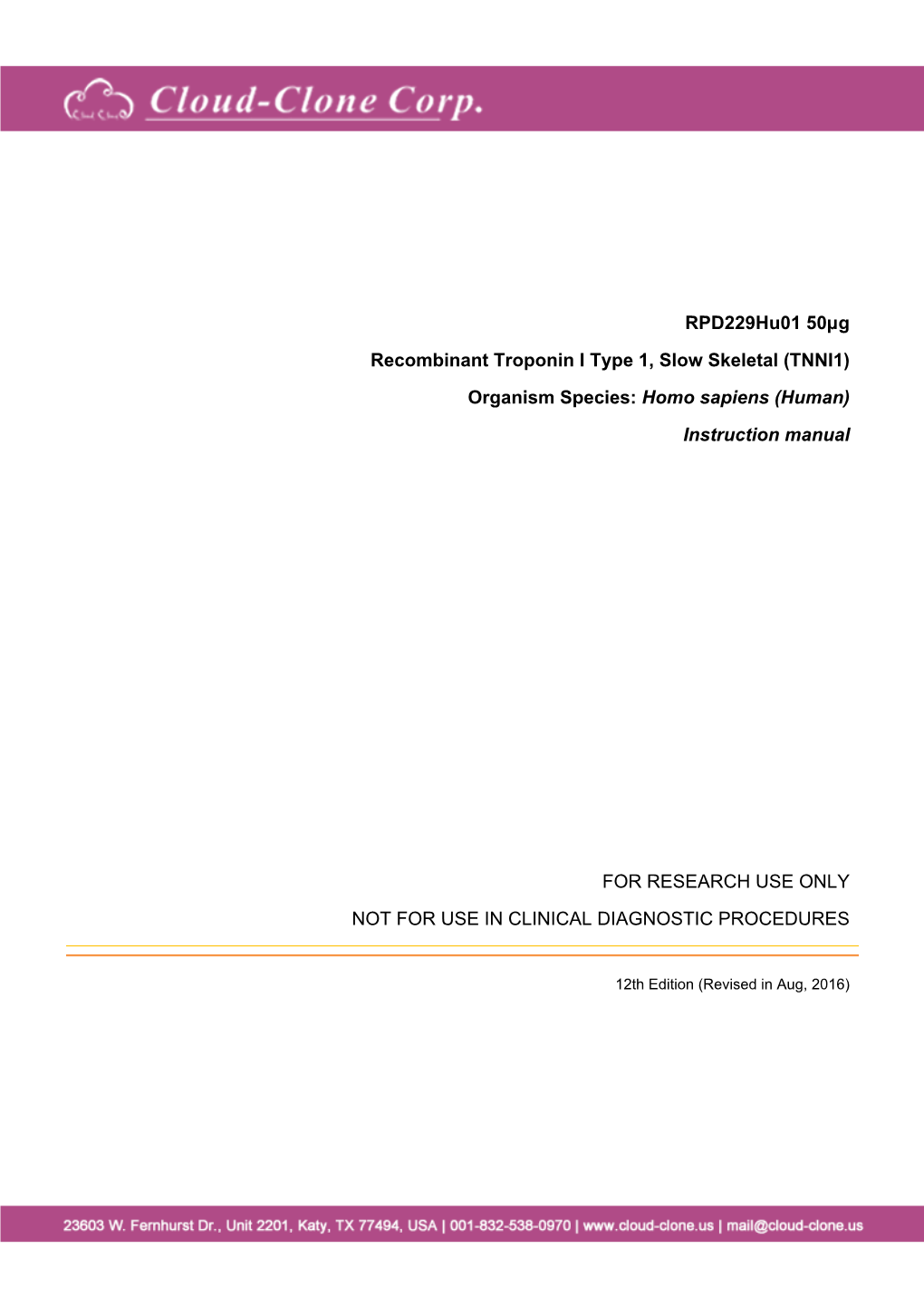 Recombinant Troponin I Type 1, Slow Skeletal (TNNI1)