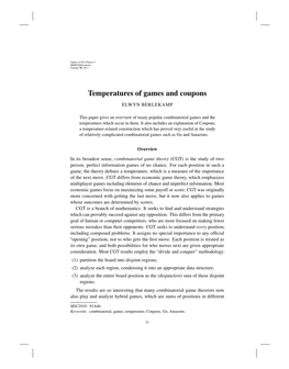 Temperatures of Games and Coupons