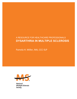 Dysarthria in Multiple Sclerosis