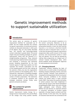 Genetic Improvement Methods to Support Sustainable Utilization