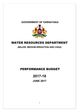 Water Resources Department Performance Budget