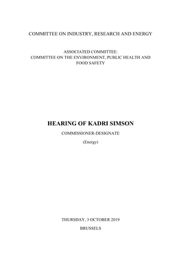 Hearing of Kadri Simson