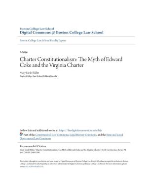 Charter Constitutionalism: the Myth of Edward Coke and the Virginia Charter*