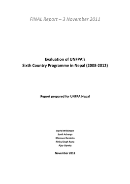 FINAL Report – 3 November 2011