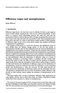 Efficiency Wages and Unemployment