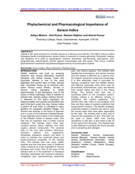 Review Article Phytochemical and Pharmacological Importance Of