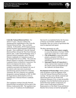 Coltsville National Historical Park April 2015 Newsletter