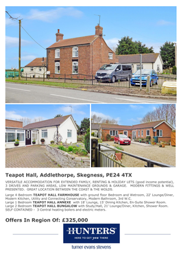 Teapot Hall, Addlethorpe, Skegness, PE24 4TX Offers in Region Of