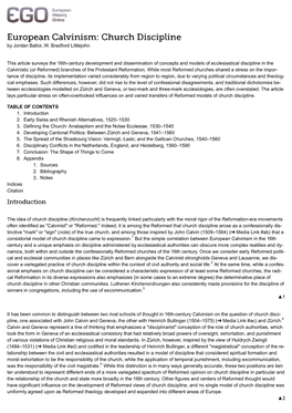 By Jordan Ballor, W. Bradford Littlejohn This Article Surveys the 16Th-Century Development and Dissemination of Concepts And