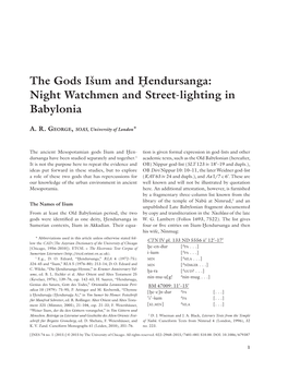 The Gods Išum and Ḫendursanga: Night Watchmen and Street-Lighting in Babylonia