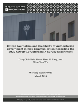 Citizen Journalism and Credibility of Authoritarian Government in Risk Communication Regarding the 2020 COVID-19 Outbreak: a Survey Experiment