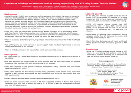 Experiences in Linkage and Retention Services Among People Living with HIV Using Expert Clients in Malawi