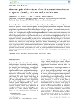 Meta-Analysis of the Effects of Small Mammal Disturbances on Species