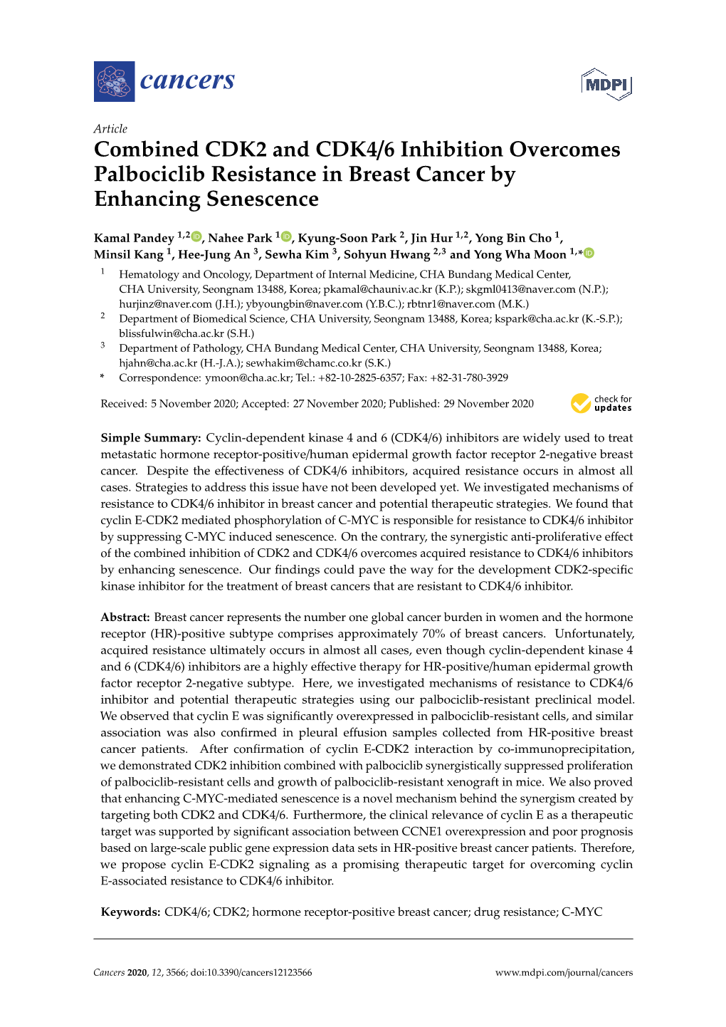 Combined CDK2 and CDK4/6 Inhibition Overcomes Palbociclib Resistance in Breast Cancer by Enhancing Senescence