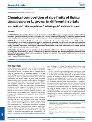 Chemical Composition of Ripe Fruits of Rubus Chamaemorus L. Grown In