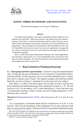 Knots, Three-Manifolds and Instantons