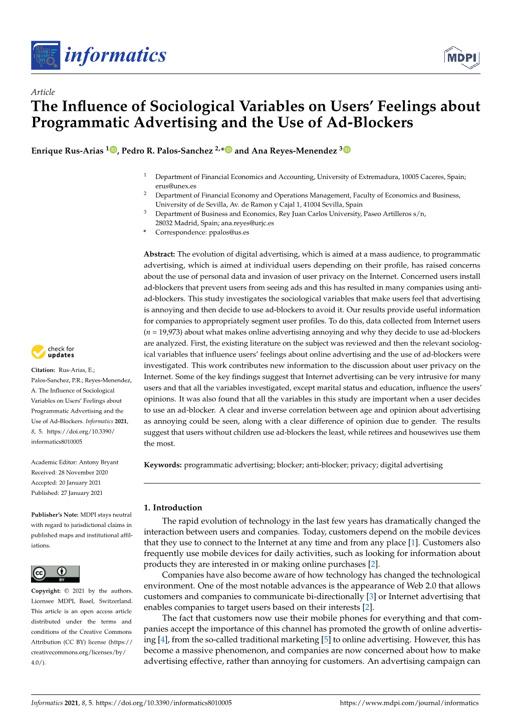 The Influence of Sociological Variables on Users' Feelings About