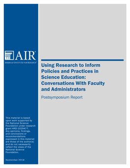 Using Research to Inform Policies and Practices in Science Education: Conversations with Faculty and Administrators