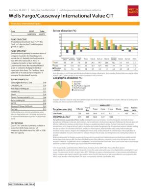 Wells Fargo/Causeway International Value CIT Fact Sheet