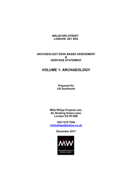 Archaeology Desk Based Assessment & Heritage Statement