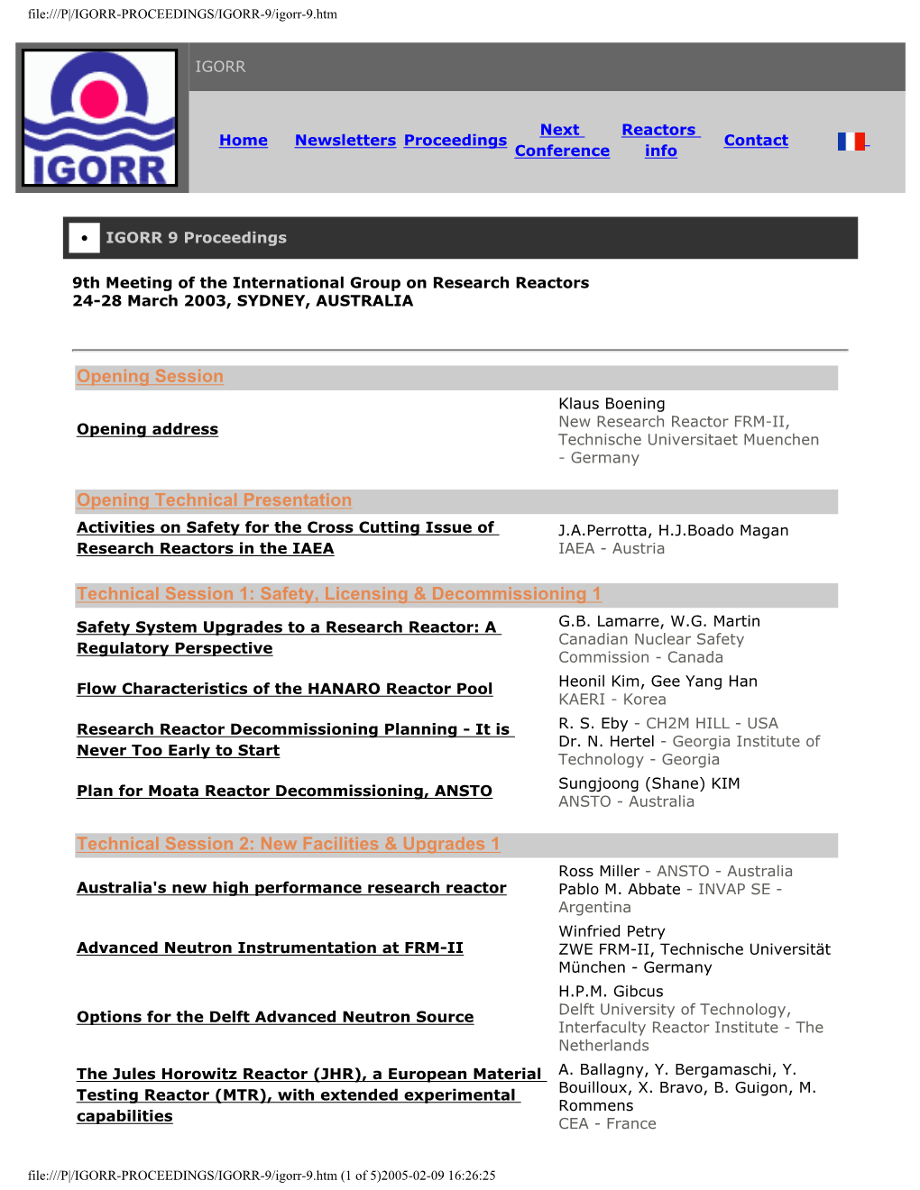 Safety, Licensing & Decommissioning 1 Technical Session