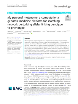 My Personal Mutanome: a Computational Genomic Medicine