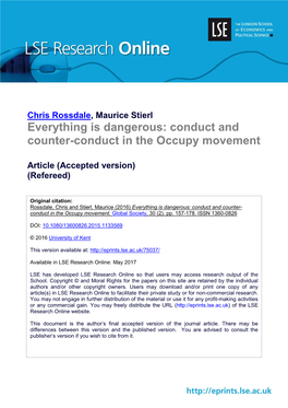 Conduct and Counter-Conduct in the Occupy Movement