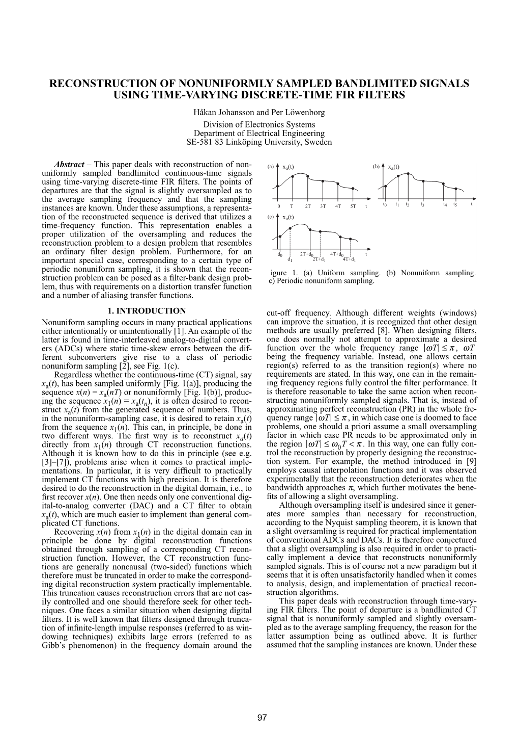 Reconstruction of Nonuniformly Sampled Bandlimited Signals